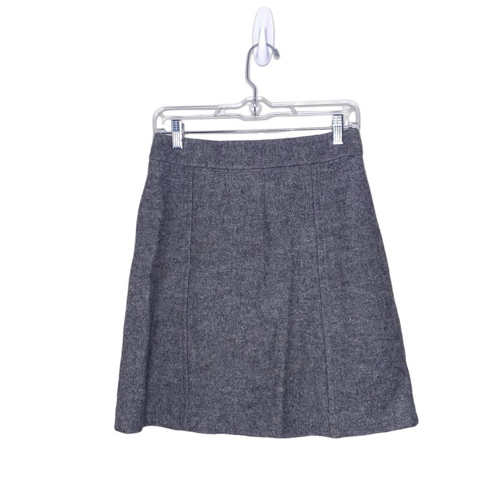Ann Taylor Wool Blend Gray Skirt A-Line Size 2 Petite !